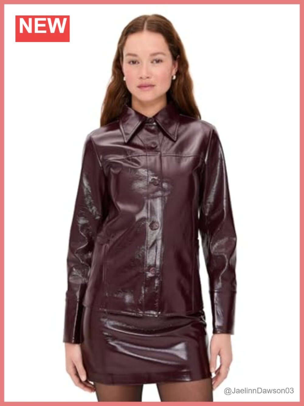 Faux Leather Moto Jacket Button Placket Collared Fall Outerwear